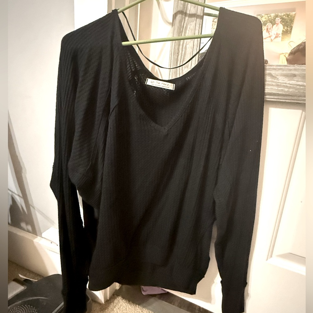 FREE PEOPLE long sleeve black top